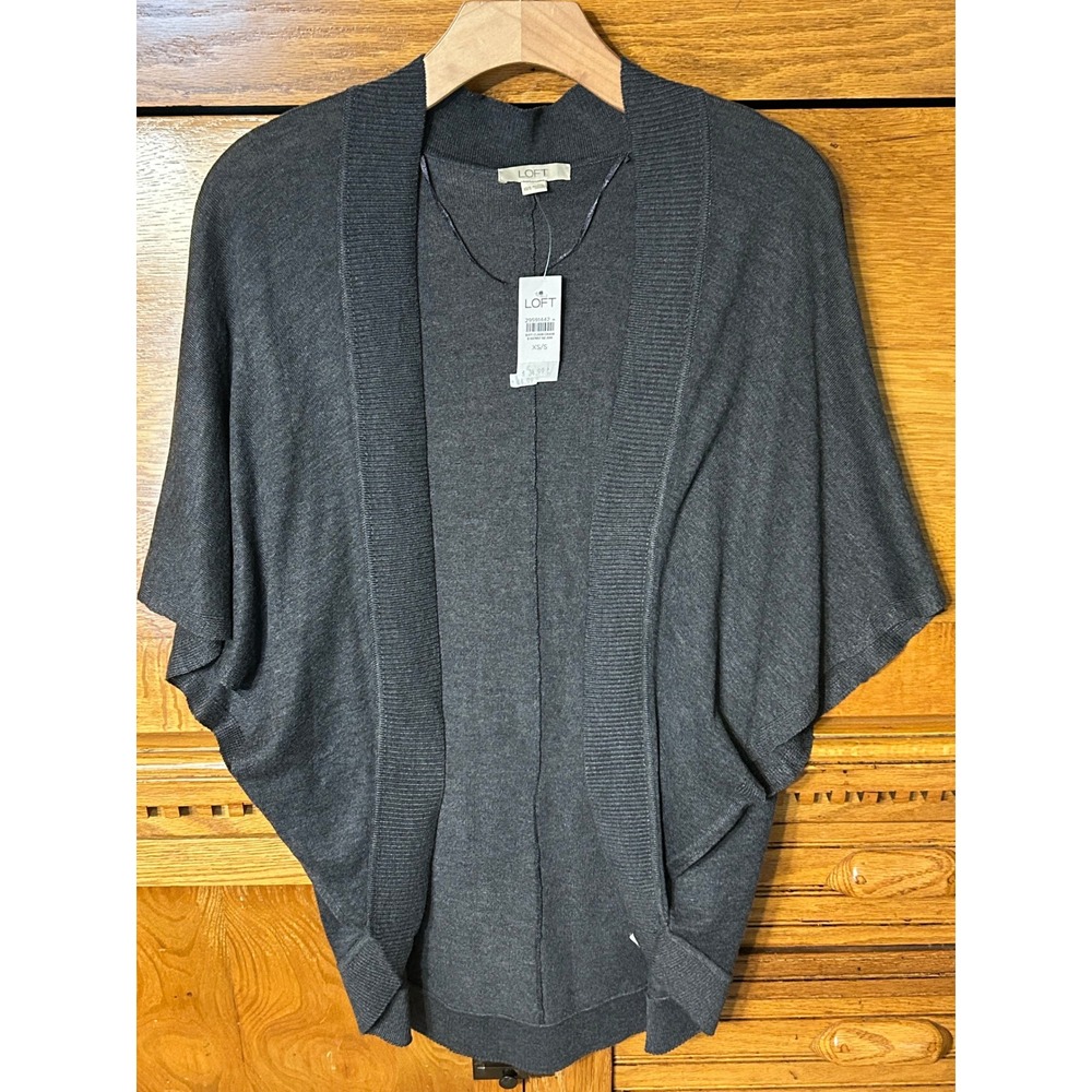 LOFT Granola Twee Gray Open Front Dolman Sleeve Cocoon Cardigan Sweater XS/S NEW